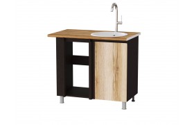 Кухонный шкаф Угловой под мойку Плейона, венге/дуб делано