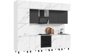 Кухня Оливия NEW 3,0/1080м Компоновка №2, Белый/Мрамор соф