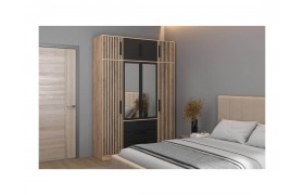 Шкаф Вегас 83.07+Антресоль 83.10 (ЛДСП Дуб золотой / Черный