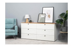 Комод Остин 16.240, Белый PE шагрень/Дуб Золотой CRAFT