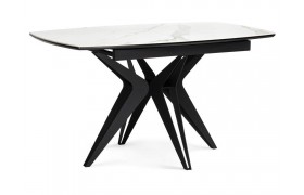 Кухонный стол Риполь 140(180)х80 белый мрамор snow white / черный Керамический