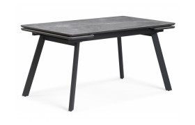 Обеденный стол Норман 140(200)х80 серый мрамор larka grey / черный Керамический