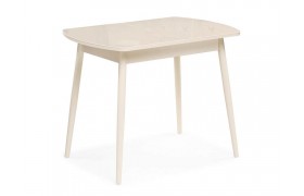 Кухонный стол Калверт кремовый стеклянный