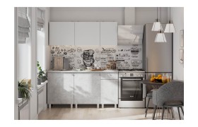 Кухня гарнитур КГ 1 (1.6 м), Белый, Цемент светлый