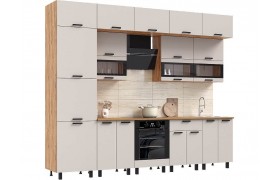 Кухня Техно 3,0/1080м Компоновка №2, Крафт золотой/Кашемир