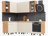 Угловая кухня Оливия NEW 1,4х2,4м, Крафт золотой/Кашемир недорого