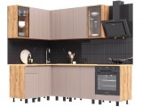 Угловая кухня Оливия NEW 1,4х2,4м, Крафт золотой/Холст латте недорого