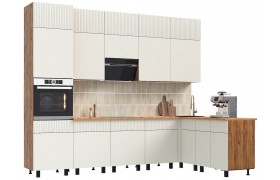 Кухня Оливия NEW 3,0х1,8/1080м Компоновка №2, Крафт золотой/Каше