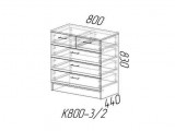 Комод с ящиками К800-3/2, белый гладкий купить
