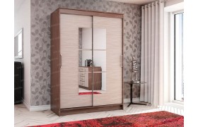 Шкаф-купе двухдверный с зеркалом Элегант-1 Ясень шимо