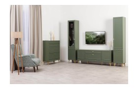 Стенка в гостиную Марион компл.1, Дымчатый Зеленый/Олива шагрень