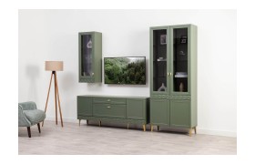 Стенка в гостиную Марион компл.2, Дымчатый Зеленый/Олива шагрень