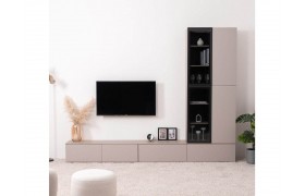 Стенка Гостиная Роквуд компл.1, Эмили Блаш/Крем