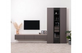 Стенка Гостиная Роквуд компл.2, Эмили Блаш/Графит мягкая шагрень