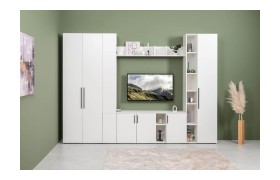 Стенка Гостиная Эйр компл.1, Белый шагрень