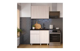 Кухонный гарнитур Готовая Тренд 1.0 м, Ясень белый, Черный янтарь