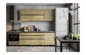 Кухня Готовая Лофт 2.0 м, Венге, Черный янтарь