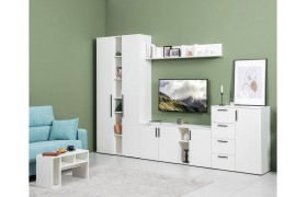 Стенка Гостиная Эйр компл.3, Белый шагрень