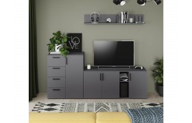 Стенка Гостиная Эйр компл.5, Серый Графит