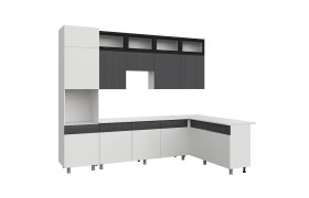 Кухня гарнитур София 3м, Белый, Бланж, Графит матовый, Антаре