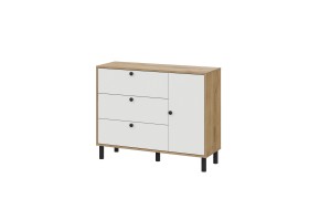 Комод КМ 25, Дуб золотой, Белый