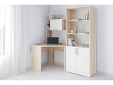 Стол компьютерный Квартет-12 со стеллажом, дуб сонома/белый недорого
