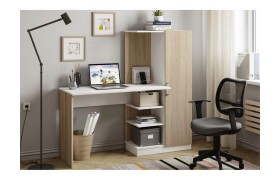 Стол компьютерный Бейсик, Дуб сонома, Белый