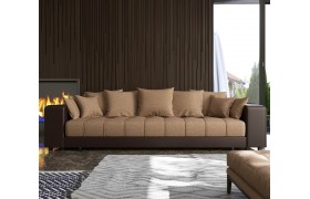 Кожаный диван прямой Дубай Begie рогожка+экокожа