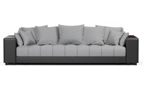 Кожаный диван прямой Дубай Gray 2 рогожка+экокожа