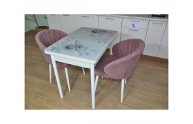 Обеденная группа Симпл фотопечать Цветы на сером №13