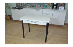 Стол обеденный СИМПЛ с ящиком  / Бетон пайн белый /Опора № 2-черная