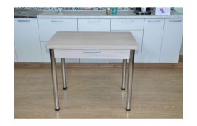 Стол обеденный СИМПЛ с ящиком  / Ясень шимо светлый /Опора Хром