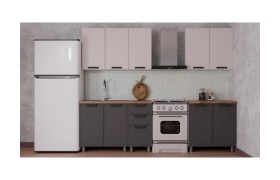 Кухонный гарнитур ГК Аленушка 2 м Кашемир/Сталь,скоба черный