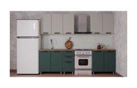 Кухонный гарнитур ГК Аленушка 2 м Керамика/Изумруд,скоба черный