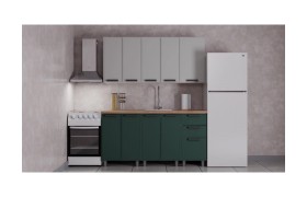 Кухня ГК Аленушка 1,6м Магнолия Керамика/Изумруд,скоба черный