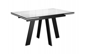 Кухонный стол DikLine SFM120 стекло Оптивайт Белый мрамор/подстолье черно