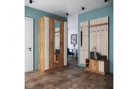 Прихожая Модульная Кано, набор 2, Крафт табачный/белый