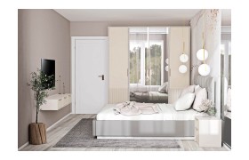 Спальный гарнитур Модульная Кэт-3, набор 3, Кашемир/Тирамису матовый