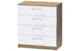 Комод №1 Иннэс-7, Крафт золотой/Белый глянец