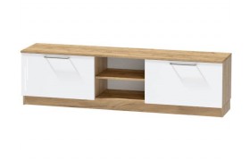 Тумба под телевизор для ТВ-техники напольная Иннэс-7, Крафт золотой/Белый глян