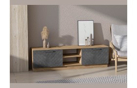 Тумба под телевизор для ТВ-техники напольная Иннэс-7, Крафт золотой/Бетон граф