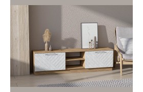 Тумба под телевизор для ТВ-техники напольная Иннэс-7, Крафт золотой/Бетон снеж