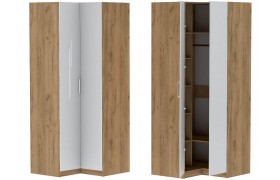 Шкаф угловой Иннэс-7 - Крафт золотой/Белый глянец