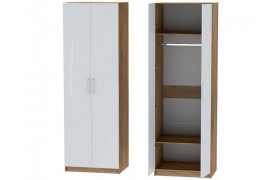 Шкаф двухдверный №1 Иннэс-7 - Крафт золотой/Белый глянец