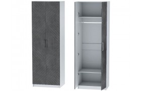 Шкаф двухдверный №1 Иннэс-7 - Белый/Бетон графит