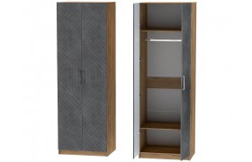 Шкаф двухдверный №1 Иннэс-7 - Крафт золотой/Бетон графит