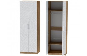 Шкаф двухдверный №1 Иннэс-7 - Крафт золотой/Бетон снежный