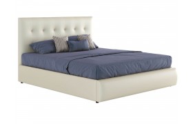Мягкая интерьерная кровать "Селеста" 1400 белая с матрасом ГОСТ