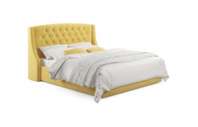 Мягкая кровать "Stefani" 1600 желтая с подъемным механизмом