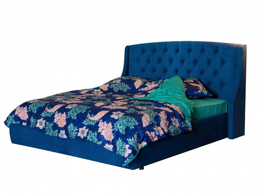 Мягкая кровать Stefani 1400 синяя с ортопед. основанием с Мягкая кровать Stefani 1400 синяя с ортопед. основан